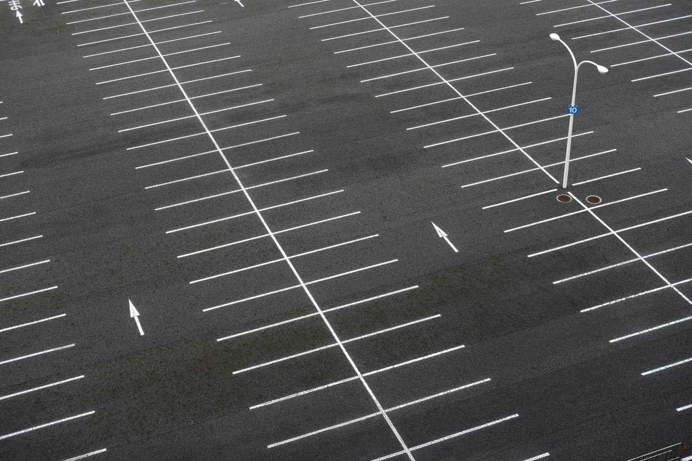 Freshly striped parking stalls